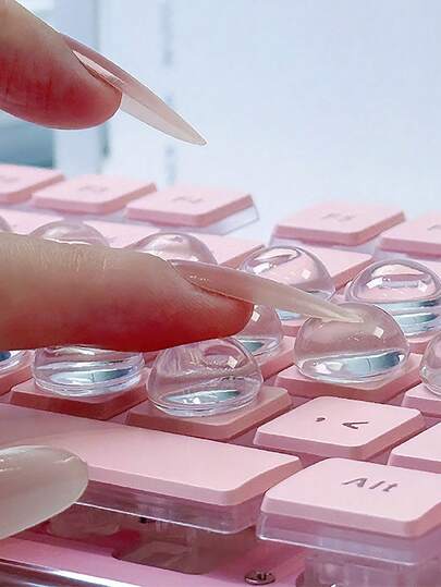 Pegatinas de teclas de teclado con uñas largas 3D en relieve, asistente de escritura para uñas, decoración transparente especial que no daña las uñas, tapas de teclado autoadhesivas transparentes DIY para protección de uñas de oficina, hechas de material de vidrio transparente (con cinta transparente sin costuras incluida)