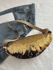 New Fashion Casual Sequin Fanny Pack, Retro Versatile Crossbody Chest Bag For Women - Gold - View 7