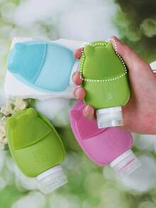 1 cái/4 cái Chai silicon đựng đồ du lịch có thể tái sử dụng, dầu gội, sữa tắm, mỹ phẩm, kem dưỡng da, phụ kiện du lịch dạng bóp. - Nhiều màu - Xem 6
