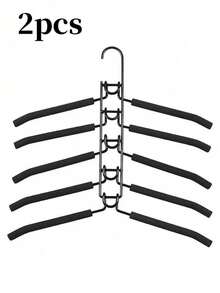 Multi-Functional Hanger, Seamless Sponge Hanger, Multi-Layer Space-Saving Clothes Support Rack, T-Shirt Drying Rack, Wardrobe Storage Rack, Bedroom Dormitory Accessories, Storage Organization Decorations, Holiday Decorations, Room Decorations, Home Decorations, Bedroom Decorations, Dresses, Pants, Shoes, Jeans, Boots, Skirts, Spring, Simple, Summer Tops - Black - View 10