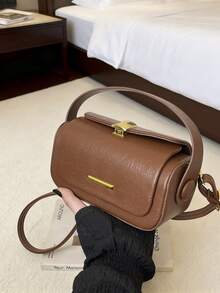 Túi đeo chéo vai vuông nhỏ thanh lịch, thời trang, phong cách tối giản, túi hộp sang trọng kiểu retro bán sỉ - màu nâu - Xem 2