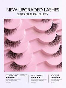 Bộ 20 chiếc mi giả 3D mềm mại, ngắn, màu mắt mèo, có dải trong suốt, chất liệu lông chồn, tạo vẻ ngoài trang điểm tự nhiên. - màu đen - Xem 3