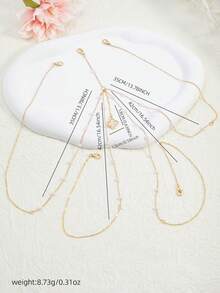 1 mặt dây chuyền hình cỏ bốn lá may mắn thời trang mới, dây chuyền bikini nhiều lớp đính ngọc trai giả, dây chuyền đeo eo mùa hè cho nữ. - Nhiều màu - Xem 5