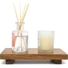 Organizador de bandeja de base de madera de 7.8" x 5.3", estante de almacenamiento de maquillaje, estante de baño, plato de jabón de cocina, soporte de madera estilo granja ajustable, adecuado para tocador, baño, decoración de encimera de cocina, exhibición de plantas, velas y jarrones - Multicolor - Ver 8