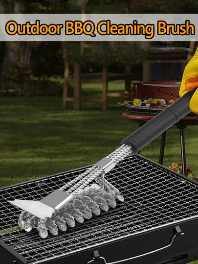 1 件装优质不锈钢烧烤刷刮刀，带人体工学手柄，轻松去除顽固油脂和碳化残留物，是户外烧烤清洁的必备工具和配件，适用于燃气、木炭和电烤炉，四季皆宜。