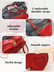 Sleek Aesthetic 3D Heart-Shaped Crossbody Bag With Unique Stereoscopic Design And Vibrant Hue Modern Shoulder Bag For Fashionable Women Stylish Available In Multiple Colors Ideal For Romantic Dating Party Street Photography Multicolored Heart-Shaped Bag Women's Crossbody Bags Women's Shoulder Bags - 彩色 - 查看 10