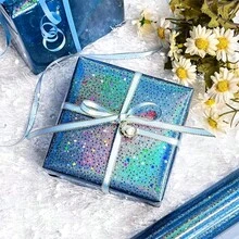 1 Roll Blue Ombre Star Wrapping Paper With Metallic Holographic Star Decor, Suitable For Birthday, Mother's Day, Graduation, Wedding, Father's Day And Theme Party Occasions - View 5
