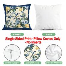 4 vỏ gối nhung màu đào in hình hoa chanh và chim màu xanh trắng, 100% polyester, trang trí phòng khách, sofa, phòng ngủ, kích thước 40x40cm/45x45cm/50x50cm, không kèm ruột gối. - Nhiều màu 05 - Xem 3