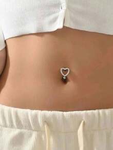 CIZME 1 chiếc khuyên rốn hình trái tim và hoa thanh lịch, cỡ 14G, dài 1.6mm, kiểu dáng tối giản, thích hợp cho nữ, kiểu dáng treo, làm từ thép không gỉ 316L, lý tưởng cho xỏ khuyên rốn hàng ngày, đi biển, nghỉ lễ, hoạt động thể thao, dành cho thanh thiếu niên. Chất liệu cao cấp, không bị xỉn màu, được đánh bóng kỹ lưỡng. - Bạc - Xem 5