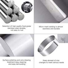 1 chiếc vòng tạo hình bánh mousse mini bằng thép không gỉ có thể điều chỉnh, màu bạc, dụng cụ làm bánh 2-4 inch, thích hợp để làm bánh ngọt, bánh pastry và các món tráng miệng, thép không gỉ chống dính. - Bạc - Xem 10