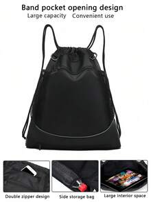 Multifunctional Sports Drawstring Net Bag Backpack With Independent Mesh Ball Storage Bag Portable Basketball Net Bag With Zipper Pocket Suitable For Men Women Basketball Soccer Volleyball And Rugby Sports Equipment Storage Basketball Gear - Multicolor - View 5