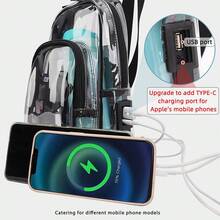 TINYAT Clear Sling Bag With USB Charging Port Stadium Approved Transparent Crossbody Backpack For Concerts And Travel ,City Bag,Y2k - Multicolor - View 3