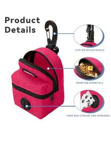 Multi-Color Dog Treat Bag Set, Dog Poop Bag Dispenser, Suitable For Leash, Pet Snack Container With Inner Bag, Fit For Small Dogs, Great For Training And Walking, Hands-Free Dog Waste Bag Dispenser, Dog Travel Accessories - Multicolor - View 3