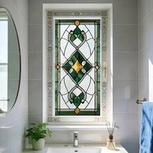 1/6pcs Set Static Cling Frosted Window Film, Artistic Gemstone & Diamond Pattern Design. Decorative Glass Sticker, Suitable For Living Room, Bedroom, Kitchen, Home Glass Decor - Symmetrical Diamond-shaped Frosted Film - View 5