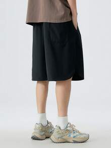 Plus Size Quick-Dry Shorts, Lightweight Breathable Fashion Beach Pants, Suitable For Summer - Black - View 4
