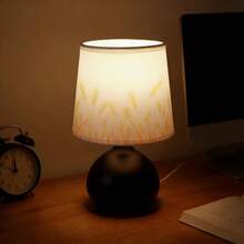 1pc Retro Nordic Style Fabric Table Lamp, With Metal Base, Fabric Lampshade And USB Cable - Dimmable Warm Light Lamp With Switch Control, Suitable For Bedroom, Study, Office Desk, Bedside And More Occasions - Yellow - View 11