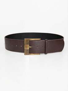 1pc Milleraed Wide Y2K Belt, Waist Cinching Design, Suitable For Dresses, Chic American Style For Women - Coffee - View 2