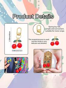 1/5/10pcs Resin Simulated Cherry Keychains Gift Set,Includes Pink Thank You Tags,Organza Bags, And Cherry Keychains,Suitable For Gift Packing,Party Decorations, Event Giveaways - Multicolor - View 6