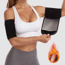 1双装女士手臂塑形瘦身排汗带，桑拿健身运动束腰带 - 黑色 - 查看 9