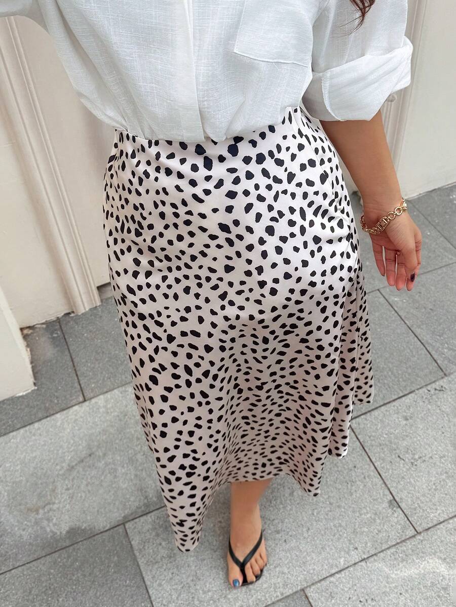 Chân váy dài nữ bằng vải in họa tiết da báo, chất liệu không co giãn, kiểu dáng thường ngày, thích hợp cho mùa hè. - Màu be - Xem 1