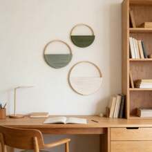 3 piezas Colgante de pared de macramé, conjunto de decoración de pared con aro de bambú hecho a mano y patrón geométrico - Multicolor - Ver 10