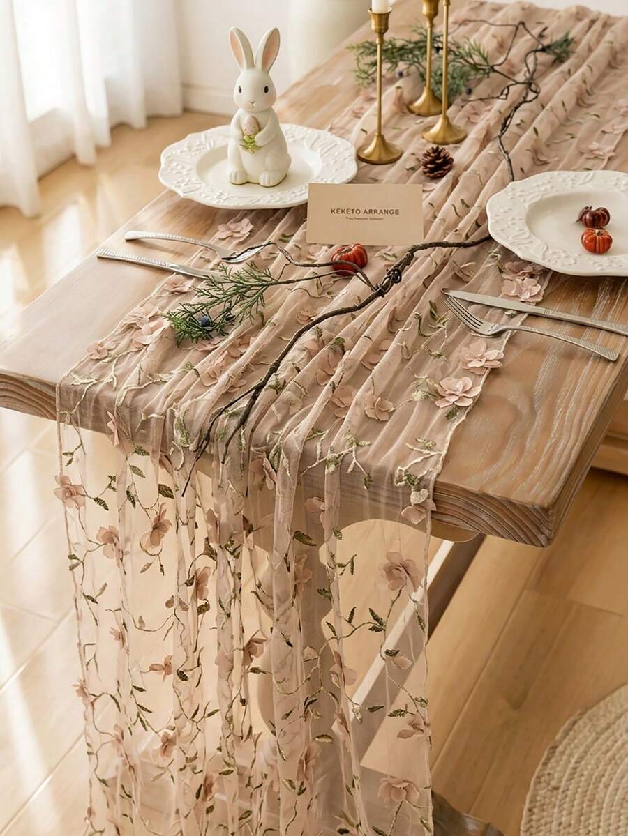 1 chiếc khăn trải bàn lưới trong suốt thêu hoa, kiểu dáng trang trại Mỹ hình chữ nhật, phù hợp cho sử dụng hàng ngày, lễ hội, tiệc tùng, đám cưới, khách sạn, bữa tối tại nhà, trang trí nhà cửa quanh năm. - Lạc đà - Xem 1