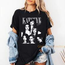 KATSEYE Chaos Kpop T-Shirt, Street Fashion Unisex Fan Apparel - 黑色 - 查看 1