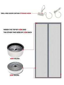 Tenda zanzariera per porta d'ingresso estiva, senza foratura, antinsetto e antivento, autoadesiva, facile da installare, chiusura automatica per entrata e uscita, tenda divisoria magnetica grigia - Tenda magnetica per porte - Visualizzare 8