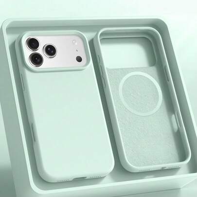 1 chiếc ốp lưng điện thoại silicon lỏng tối giản, có nam châm và sạc không dây, tương thích với iPhone 17 Air 16 14 13 12 15 Pro Max Plus, kèm lớp nhung bảo vệ camera.