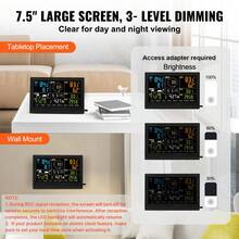 Estación meteorológica inalámbrica  7 en 1, pantalla grande a color de 7,5 pulgadas, estación meteorológica digital para interiores y exteriores, para temperatura, humedad, velocidad/dirección del viento, lluvia, rayos UV, con datos de pronóstico, alarma, alertas - inalámbrico - Ver 5