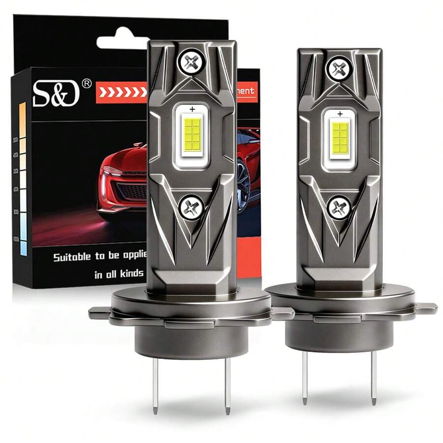 S&D H7 LED灯泡 25000流明 70瓦 H7 LED大灯 Canbus 汽车前大灯 雾灯 6000K 12V - A - 查看 1
