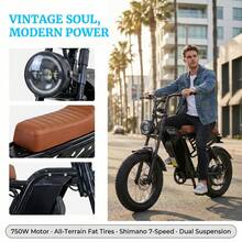 Adult Electric Bicycle, 20-Inch Wide Tires, 750W Motor, 48V 15Ah Battery, Top Speed 45-50 Km/H, Dual Suspension. - CS-M4/A - Xem 2