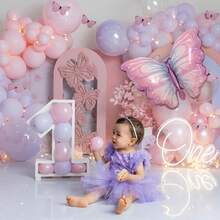 2pcs Gradient Butterfly Foil Balloons Purple Blue Gradient Balloons Suitable For Birthday Party Decoration Baby Shower Decoration - View 4