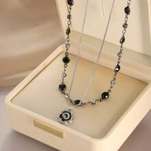 Luxury Pendant Necklace For Women, Unique Niche Design, High-End Bowknot Choker, Exquisite Collarbone Chain, Popular Accessory - 7#灰色珍珠仿鋯石吊墜項鍊 - 查看 11