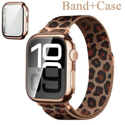 Magnetic Band And Case Compatible With Apple Watch Band 40mm 41mm 42mm 44mm 45mm 46mm 49mm Women/Men, Stainless Steel Milanese Loop Strap, Full Protective Cover Compatible With IWatch Series Ultra SE 11/10/9/8/7/6/5/4/3/2/1