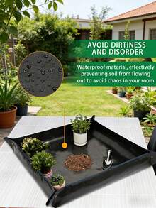 1pc Large Foldable Gardening Mat Black Plant Transplanting Pad, Foldable Portable Thickened Waterproof Gardening Mat, Indoor Succulent Plant Potting Transplanting Tray, Bonsai Tools, Gardening Accessories, Gardening Tools - Multicolor - View 4