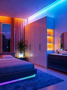 Tira de luz inteligente RGB, luz LED de 99,06-2999,74 cm, luces inteligentes RGB para TV, tiras de luz LED para decoración de habitaciones, control remoto de 24 teclas y control de aplicación, cambio de ritmo, brillo y dinámica, para sala de estar, dormitorio, decoración de fiestas de Pascua, Día de la Madre y bodas, dormitorio, sala de estar, techo, regalos navideños, decoración de fiestas de Navidad y bodas - luz de color - Ver 2
