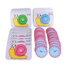 hoojojo 1套时间学习时钟闪卡，蜗牛配对卡，时间教学辅助工具，课堂互动学习材料，教育文具，教师用品，返校季 - 彩色 - 查看 10