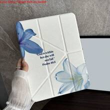 1 件装优雅蓝色百合花圣经经文三折平板电脑保护套，带笔槽，兼容 iPad 10.9/10.2/Air 第五代/Pro 11/第十代/9.7/Air 2/(第七代)/(第八代)/Air 4/5/Pro 11/第十代 10.9 英寸 2022 款智能保护套/Air 13(M3 2025)/Air 11(M3 2025)/Air 11(M3 2025)/11(A16 2025)，Galaxy Tab S10+/S9/A9，5/5PR/6/6PRO/7/7PRO - 彩色 - 查看 4