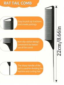 1-15件套梳子套装，男女通用猪鬃毛头发和胡须刷，专业美发梳，女孩发圈 - 多色 - 查看 8