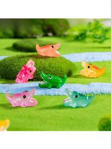 8/16/30/50pcs Glow-In-The-Dark Mini Resin Crocodile Models, Suitable For DIY Fairy Garden Micro Landscape Aquarium Plant Decor, Teenage Party Decoration (Random Colors) - Multicolor - View 1