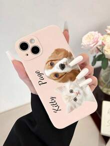 1pc Customized Photo Cutout Phone Case, Personalized Couple Phone Cover, Customize Your Own Phone Case, Portrait Phone Case, Anniversary Gift, Valentine's Day Gift, Birthday Gift, Wedding Gift, Mother's Day Gift, Father's Day Gift, Best Friend Gift, Gift For Mom/Dad, Gift For Boyfriend, Gift For Girlfriend, Suitable Compatible With Iphone 17, S26, A5, Honor 400 Lite, Transsion, And Various Phone Models - Apricot - View 4