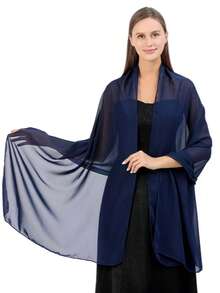 1条长款柔软雪纺围巾披肩，时尚披肩，适合晚礼服、婚礼、新娘装扮，女士黑色羊绒披肩，尺寸200*68厘米/78*27.3英寸 - 彩色 - 查看 5