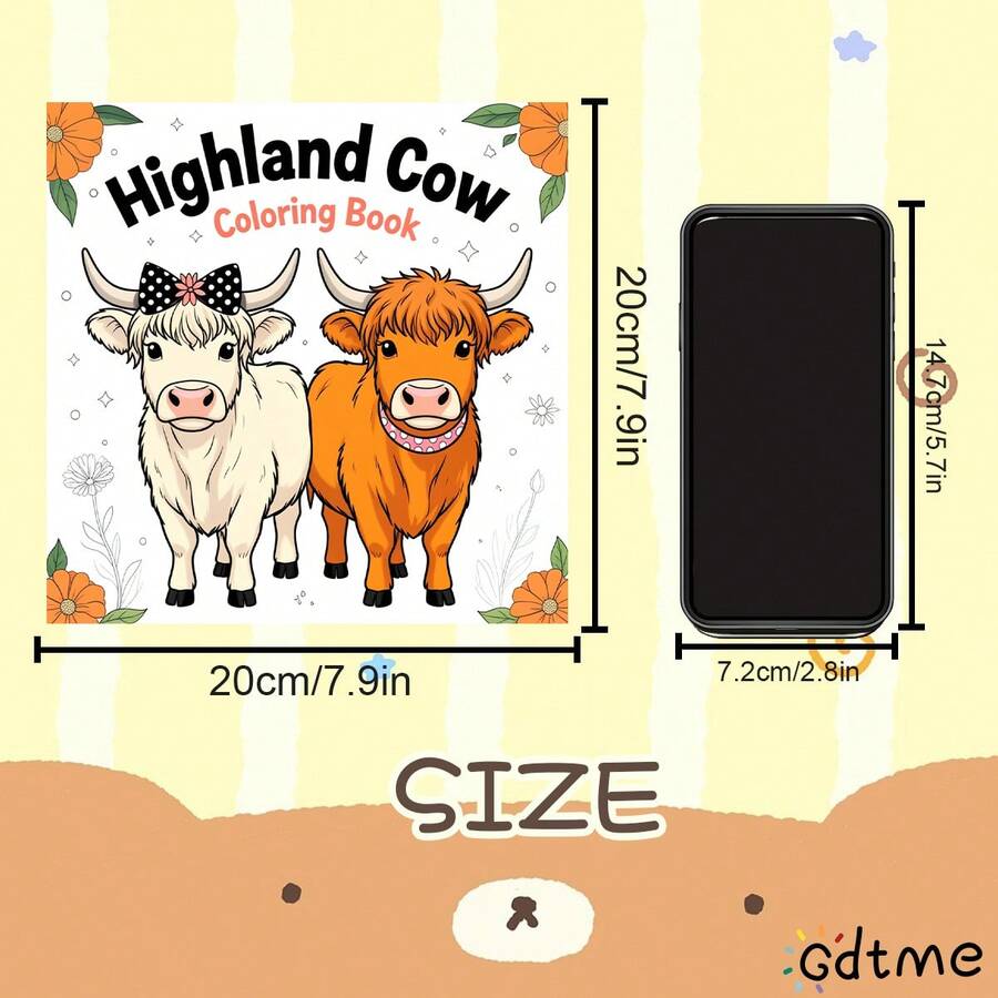 GDTME A Soft And Adorable Highland Cow With Fluffy White Fur, Wearing A Black And White Polka Dot Bow On Its Head, Long Horns, And Round Eyes. On The Right Side, An Orange-Brown Calf With A Pink And White Polka Dot Collar, Also With Long Horns And A Fluffy Coat, Forming A Warm Companionship With The Cow On The Left. - High and Low Cow Series - View 1