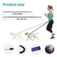 Hands-Free Dog Leash With Reflective Waist Pouch, Retractable Elastic Pet Leash For Running, Walking, Jogging - Multicolor - View 3
