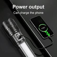 超亮260000流明LED手电筒 - 可充电、防水战术手电筒,带变焦和双照明模式、远射COB光束、内置电池移动电源,可用于紧急情况 - 手電筒 - 查看 10