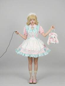Lolita Dress, Maid Outfit, Soft Girl Cosplay, Café, Anime Lolita Maid Outfit - 淺粉色 - 查看 4