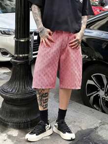 Pantalones cortos de mezclilla de ganchillo de moda para hombres - Rosado Sandía - Ver 4