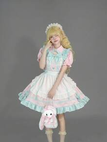 Lolita Dress, Maid Outfit, Soft Girl Cosplay, Café, Anime Lolita Maid Outfit - 淺粉色 - 查看 1