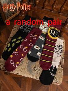 Harry Potter 5 đôi tất mềm mại, thoáng khí, kiểu dáng retro sinh viên, thích hợp làm quà tặng, tất Giáng sinh, tất dễ thương cho sinh viên và các cặp đôi. - Nhiều màu - Xem 6